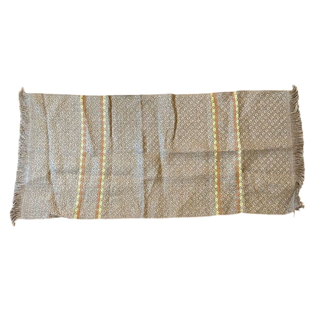Lithuanian beige yellow and orange Woven Table Runner 14x31 with fringe